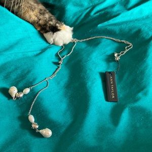 Ann Taylor Silver 22” Necklace with Pearl Drops